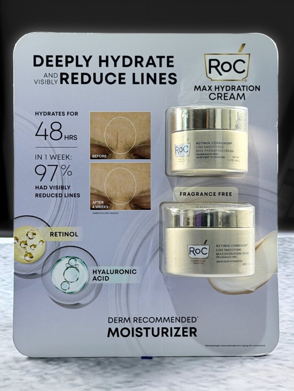 RoC Retinol Correxion Max Hydration Face Cream 2-Pack Anti-Aging Skincare SEALED